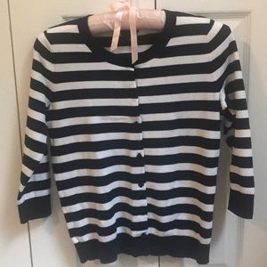 Talbots Petite 3/4 sleeve navy-white stripe top
